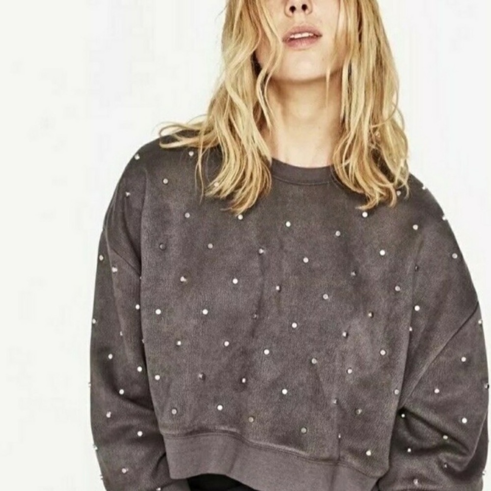 Zara grey with silver studs on sweater